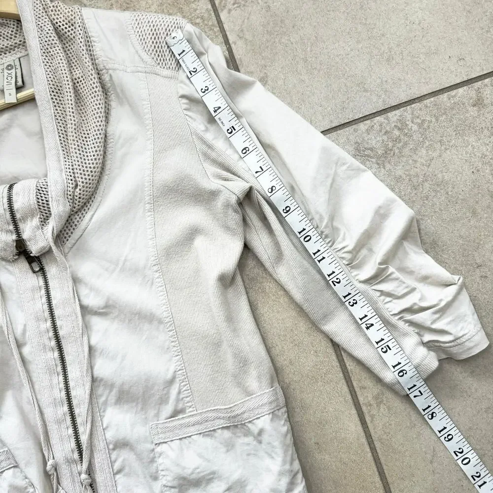 XCVI Parachute Jacket Women’s Zip Up Lightweight Beige Cargo Utility Pockets Top